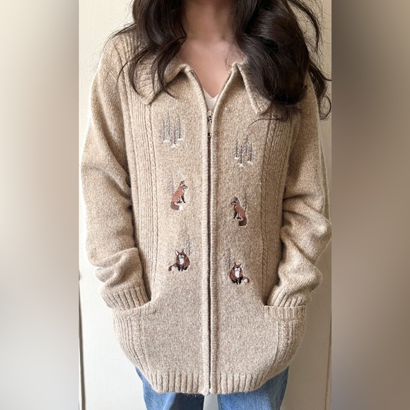 So‎ Cozy! Tabi International Neutral Oatmeal Novelty Cottagecore Cardigan - Picture 3 of 15
